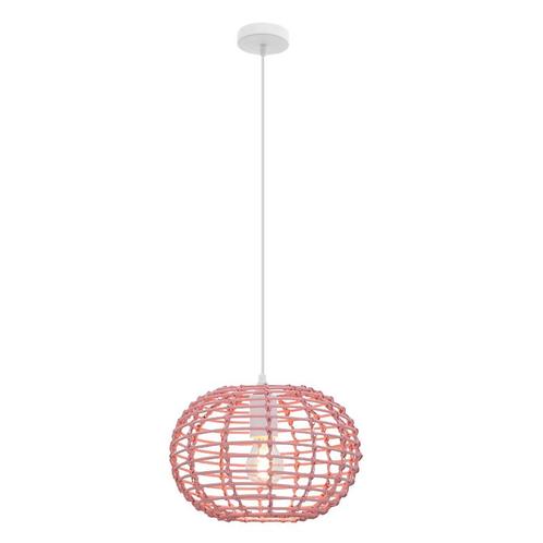 Rotan hanglamp roze, Roza, Huis en Inrichting, Lampen | Hanglampen, Nieuw, Metaal, 75 cm of meer, Ophalen of Verzenden