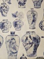 Chinoiserie stof met oude geschilderde vazen - Carpe, Pavoni, Antiek en Kunst