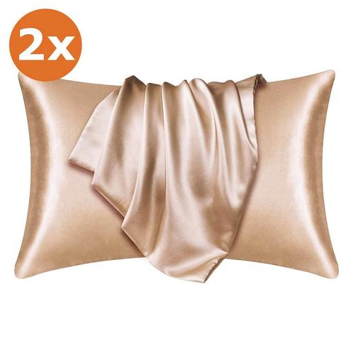 2 STUKS - Satijnen kussensloop Licht Kaki 60 x 70 cm hoofdku, Sieraden, Tassen en Uiterlijk, Uiterlijk | Haarverzorging, Nieuw