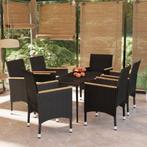 vidaXL 7-delige Tuinset met kussens zwart, Tuin en Terras, Tuinsets en Loungesets, 6 zitplaatsen, Nieuw, Tuinset, Verzenden