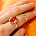 Gouden ring met vuuropaal (geelgoud, dames sieraden), 18 tot 19, Gebruikt, Overige kleuren, Ophalen of Verzenden