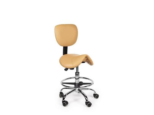 Zadelkruk Rugleuning Beige - Laag + Voetsteun, Huis en Inrichting, Krukjes