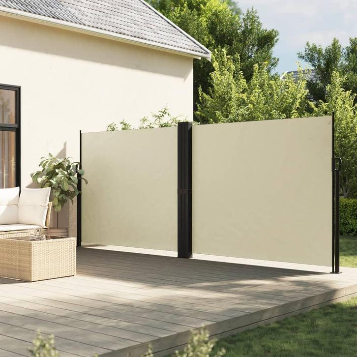 vidaXL Windscherm uittrekbaar 160x1000 cm crèmekleurig, Tuin en Terras, Zonneschermen, Nieuw, Verzenden