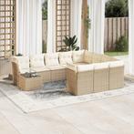vidaXL 11-delige Tuinset met kussens poly rattan beige, Tuin en Terras, Meer dan 8 zitplaatsen, Nieuw, Tuinset, Verzenden