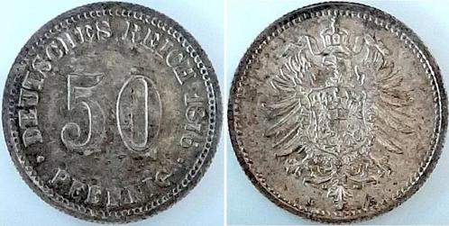 Duitsland 50 Pfennig 1876b fast praegefrisch/fast stempel..., Postzegels en Munten, Munten | Europa | Niet-Euromunten, Verzenden