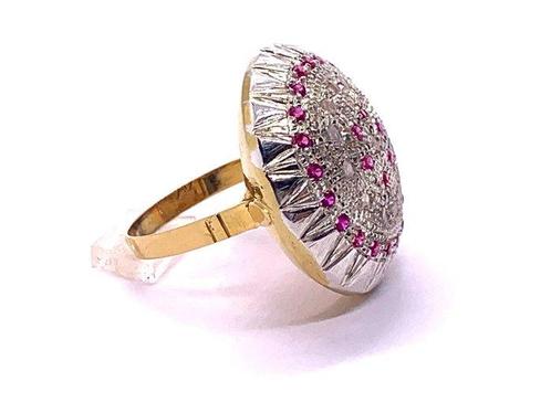 Zonder Minimumprijs - Cocktailring - 9 kt. Geel goud, Zilver, Sieraden, Tassen en Uiterlijk, Antieke sieraden