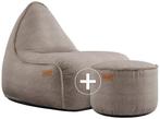 Canvas Lounge Chair & Pouf - Zand, Huis en Inrichting, Zitzakken, Verzenden, Nieuw