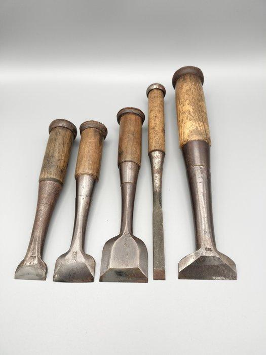 5x Vintage Japanese Chisel  NOMI Carpentry Tool -, Antiek en Kunst, Antiek | Wandborden en Tegels