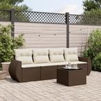vidaXL 5-delige Loungeset met kussens poly rattan bruin, Verzenden, Nieuw, Rotan, Loungeset
