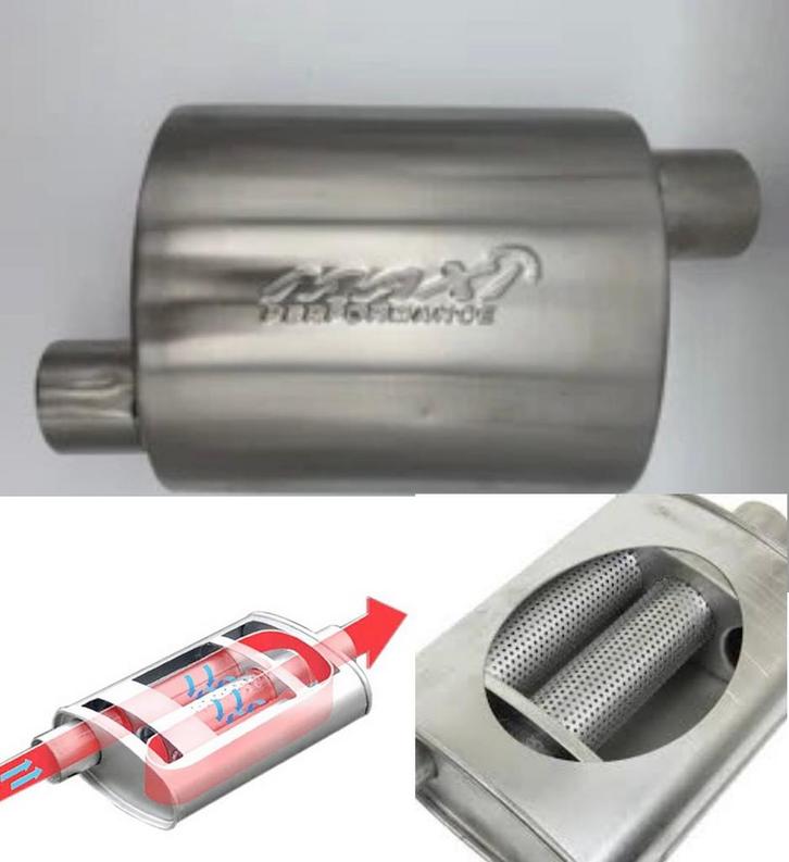 MAX turbo style Flo Performance rvs uitlaat demper 2,5 inch, Auto-onderdelen, Overige Auto-onderdelen, Nieuw, Ophalen of Verzenden