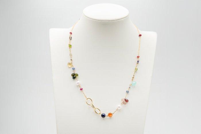 Halsketting - 18 karaat Geel goud Robijn - Parel, Sieraden, Tassen en Uiterlijk, Kettingen