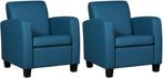 Blauwe leren fauteuil |  blauw leer | NIEUW, Huis en Inrichting, Fauteuils, Nieuw, Ophalen of Verzenden, Landelijk, 50 tot 75 cm