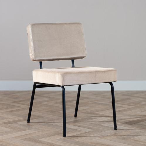 40% Korting: Velvet eetkamerstoel Espen taupe, Huis en Inrichting, Stoelen, Grijs, Zo goed als nieuw, Stof, Ophalen