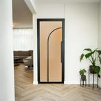 Stalen Binnendeur - Zwart - 2 Vlaks rond - Mat glas, Doe-het-zelf en Verbouw, Deuren en Horren, Minder dan 80 cm, Binnendeur, Nieuw