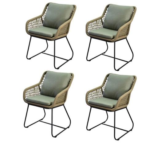 Savona dining tuinstoel rope olijf groen set van 4, Tuin en Terras, Tuinstoelen, Nieuw, Ophalen of Verzenden