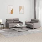 vidaXL 2-delige Loungeset met kussens stof taupe, Huis en Inrichting, Banken | Bankstellen, Verzenden, Nieuw, Vierpersoons of meer