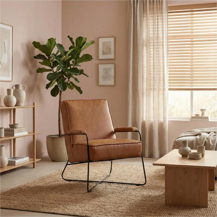 Leren fauteuil Hope, Huis en Inrichting, Fauteuils, 50 tot 75 cm, 75 tot 100 cm, Nieuw, Leer, Ophalen of Verzenden