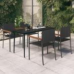 vidaXL 5-delige Tuinset zwart, 4 zitplaatsen, Nieuw, Tuinset, Verzenden