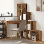 vidaXL Hoekbureau met plank met opslag Oud hout 101,5 x, Huis en Inrichting, Verzenden, Nieuw