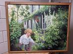 Huibert Slijper (1949) - Meisje in de bloementuin in Eemdijk, Antiek en Kunst, Kunst | Schilderijen | Klassiek