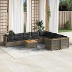 vidaXL 10-delige Loungeset met kussens poly rattan grijs, Tuin en Terras, Verzenden, Nieuw, Rotan, Loungeset