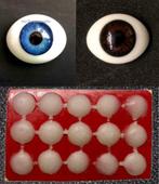 Glasogen poppenogen ovaal paperweight blauw / bruin+ogenwas., Nieuw, Accessoires, Verzenden