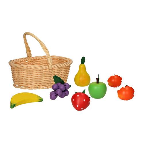 Houten Fruit in Picknickmand, 17dlg., Kinderen en Baby's, Speelgoed | Poppenhuizen, Nieuw, Ophalen of Verzenden