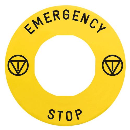 Harmonie 60mm Gele Noodstop Legendeplaat - ZBY9330T [2, Doe-het-zelf en Verbouw, Elektra en Kabels, Overige typen, Nieuw, Verzenden