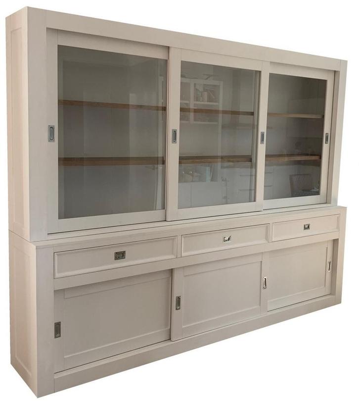 Buffetkast wit - eiken schappen Heerlen 300cm, Huis en Inrichting, Kasten | Buffetkasten, Ophalen of Verzenden