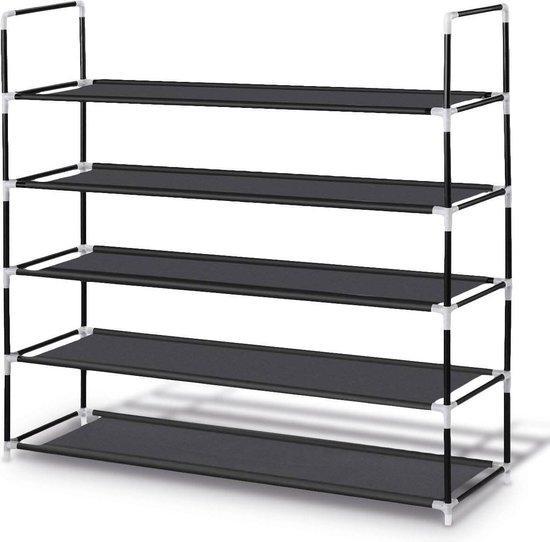 LifeGoods Schoenenrek 5 Laags - Kunststof - Zwart ( verpa..., Doe-het-zelf en Verbouw, Kratten en Dozen, Verzenden
