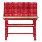 Werkbank rood 150 cm met hardhouten blad + gereedschapsbord, Doe-het-zelf en Verbouw, Werkbanken, Nieuw, Ophalen of Verzenden