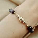Antieke granaatkralen armband met gouden siersluiting, Gebruikt, Overige kleuren, Ophalen of Verzenden, Met edelsteen