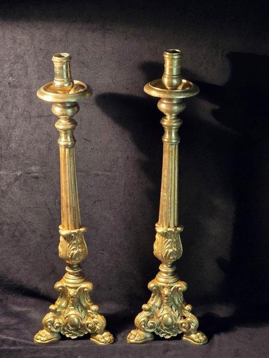 Kaarsenhouder (2) - Verguld brons - Candelieri van, Antiek en Kunst, Kunst | Niet-Westerse kunst