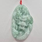 Jade - Natuurlijke jadeiet-hanger (met draakengraving) -