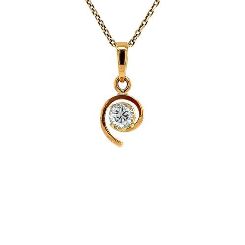 Gouden hanger met diamant 18 krt, Sieraden, Tassen en Uiterlijk, Kettinghangers, Wit, Zo goed als nieuw, Goud, Verzenden