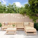vidaXL 7-delige Loungeset met kussens massief teak, Verzenden, Nieuw, Loungeset, Hout
