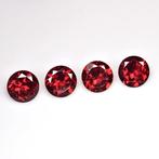 4 pcs Rood Rhodoliet - 9.10 ct - nternational Colored, Nieuw