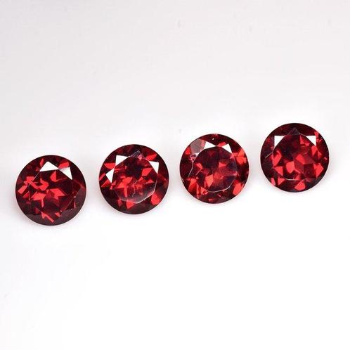 4 pcs Rood Rhodoliet - 9.10 ct - nternational Colored, Sieraden, Tassen en Uiterlijk, Edelstenen