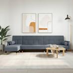 vidaXL Slaapbank L-vormig 271x140x70 cm fluweel donkergrijs, Verzenden, Nieuw, Stof, Minder dan 150 cm