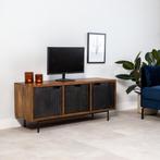 Industrieel TV-meubel Felix 3-deurs zwart mangohout | OP=OP
