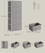 Smal Dressoir met 5Stoffen Lades–Metalen Frame en Houten Top, Verzenden, Nieuw in verpakking