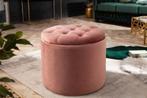 Elegante kruk MODERN BAROK 50cm oudroze fluwelen opbergmand, Ophalen of Verzenden, Nieuw