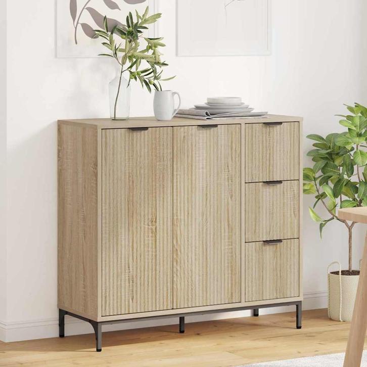 vidaXL Dressoir met lade Sonoma eiken 89,5 x 33 x 82 cm, Huis en Inrichting, Kasten | Dressoirs, Nieuw, Minder dan 50 cm, Overige houtsoorten