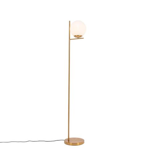 Art Deco vloerlamp goud en opaal glas - Flore, Huis en Inrichting, Lampen | Vloerlampen, Nieuw, Overige materialen, 150 tot 200 cm