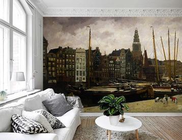 Vlies fotobehang Het Damrak in Amsterdam -