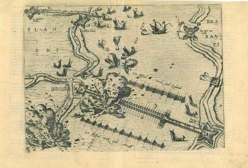 Historische prent van Antwerp, Antiek en Kunst, Kunst | Etsen en Gravures