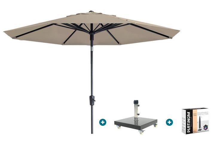 Madison Paros 2 Luxe stokparasol 3 m. rond - Ecru + Granada, Tuin en Terras, Parasols, Parasolvoet, Nieuw, Kantelbaar, Verzenden