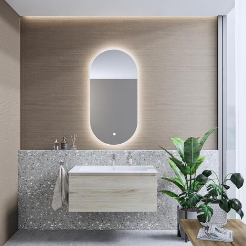 Badkamermeubelset BWS Anubis 90cm 1 Lade Grijs Eiken Met, Doe-het-zelf en Verbouw, Sanitair, Bad, Nieuw, Ophalen of Verzenden