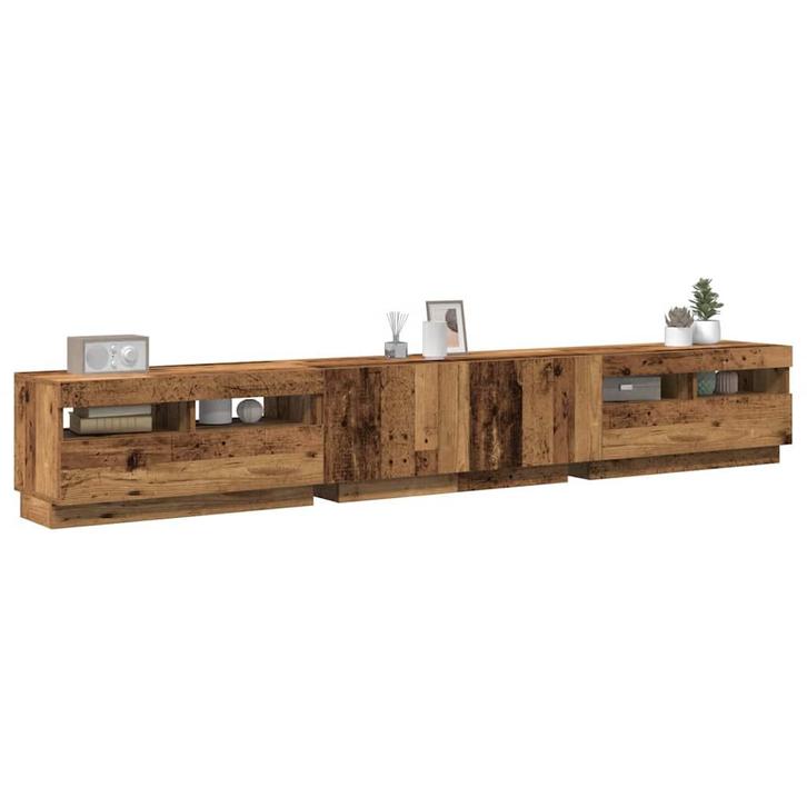 vidaXL Tv-meubel met LED 260x35x40 cm bewerkt hout oud hout, Huis en Inrichting, Kasten | Televisiemeubels, Nieuw, Overige houtsoorten