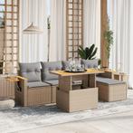 vidaXL 6-delige Loungeset met kussens poly rattan beige, Tuin en Terras, Tuinsets en Loungesets, Verzenden, Nieuw, Rotan, Loungeset